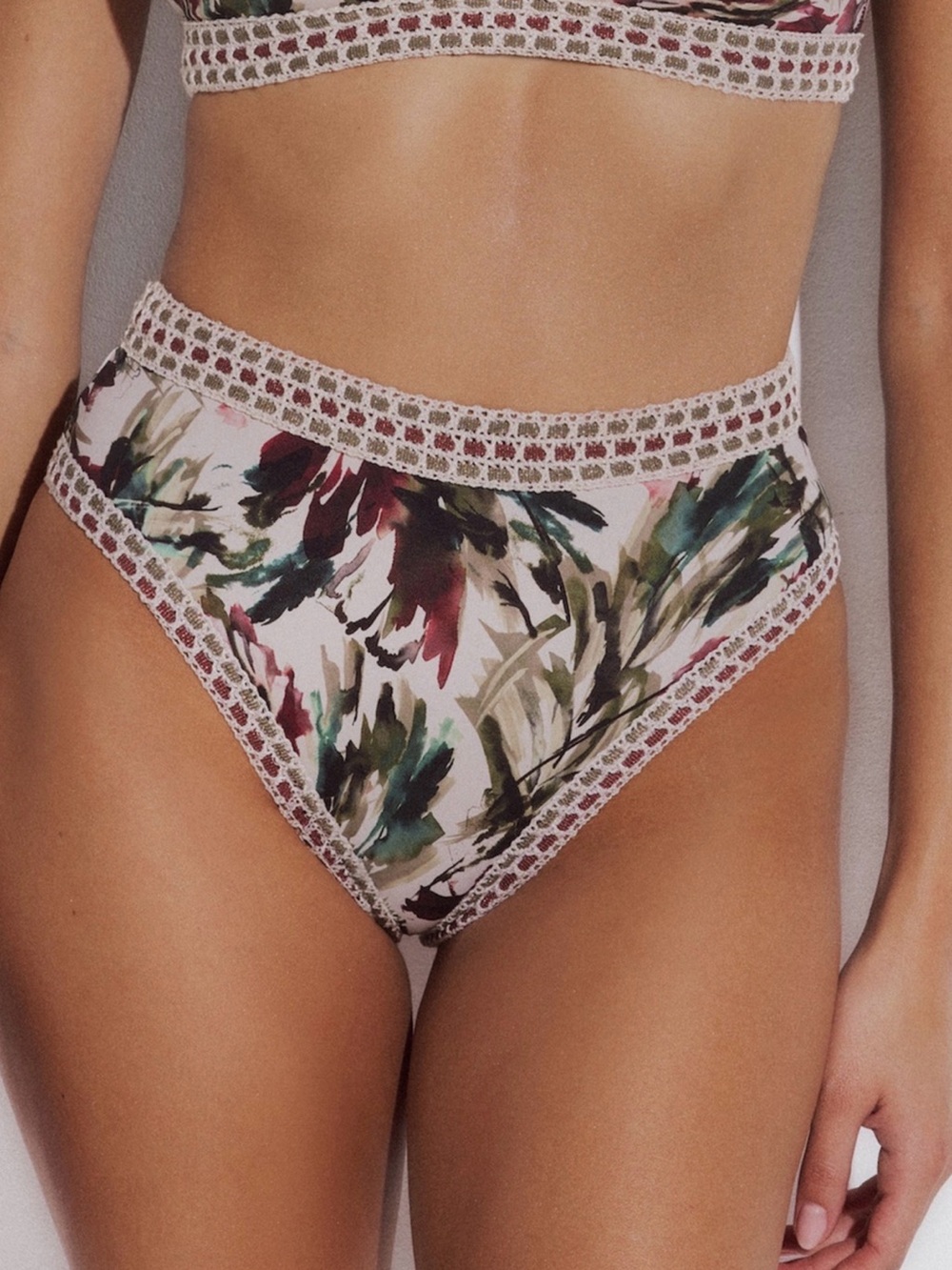Lida Swimwear Women’s High Waisted Bikini Bottom Crocheted Border XL US 12-14
